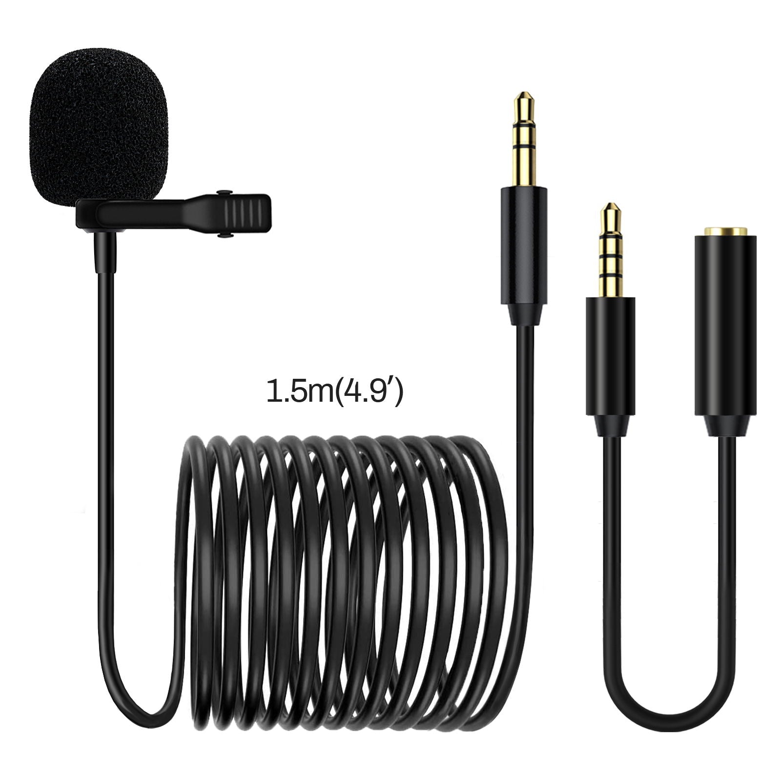 Litufoto Lavalier Microphone 3.5mm JACK PLUG Lapel Video Professional Clip-on Mic (two cable lengths)