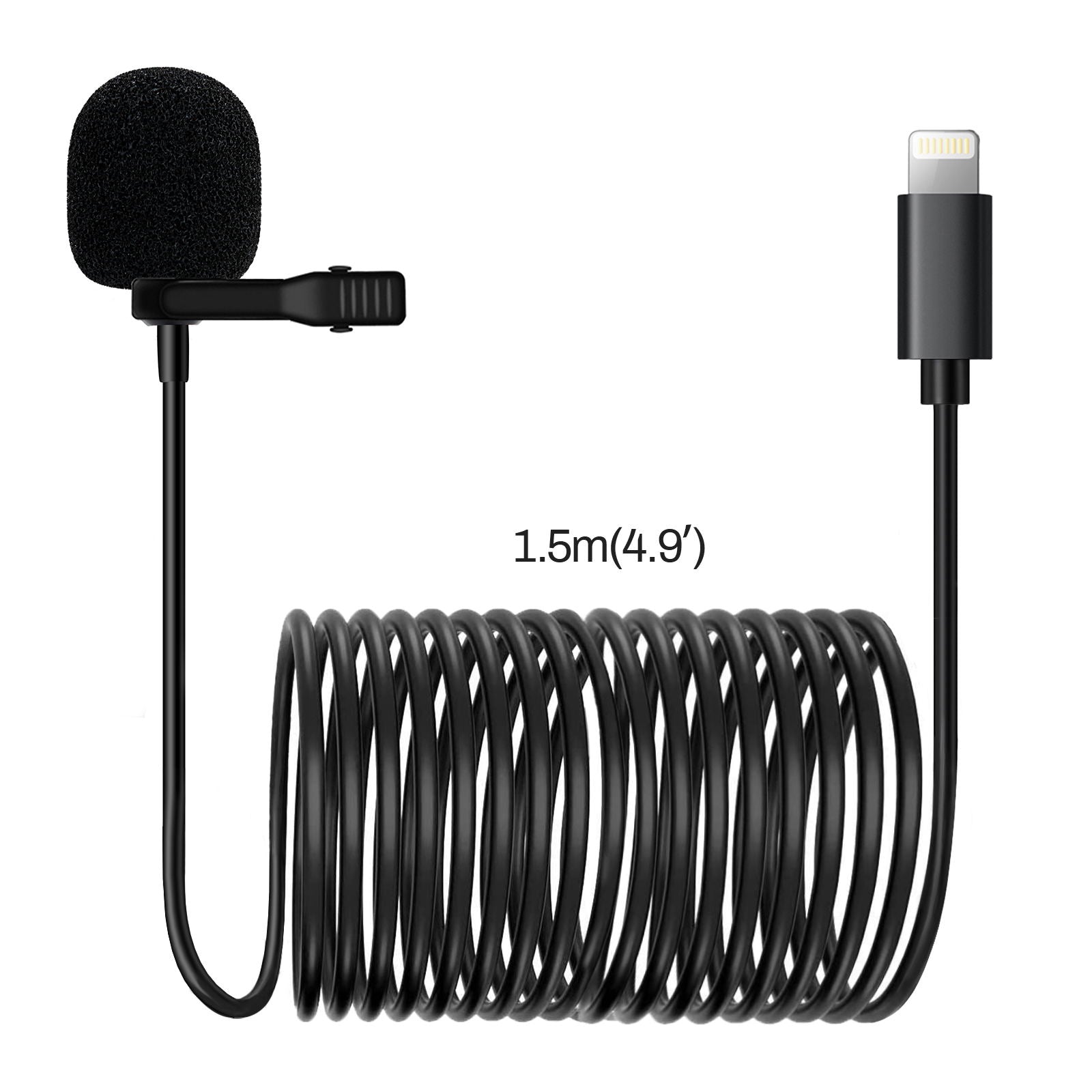 Litufoto Lavalier Microphone Apple Lightning Lapel Video Professional Clip-on Mic (three cable lengths)