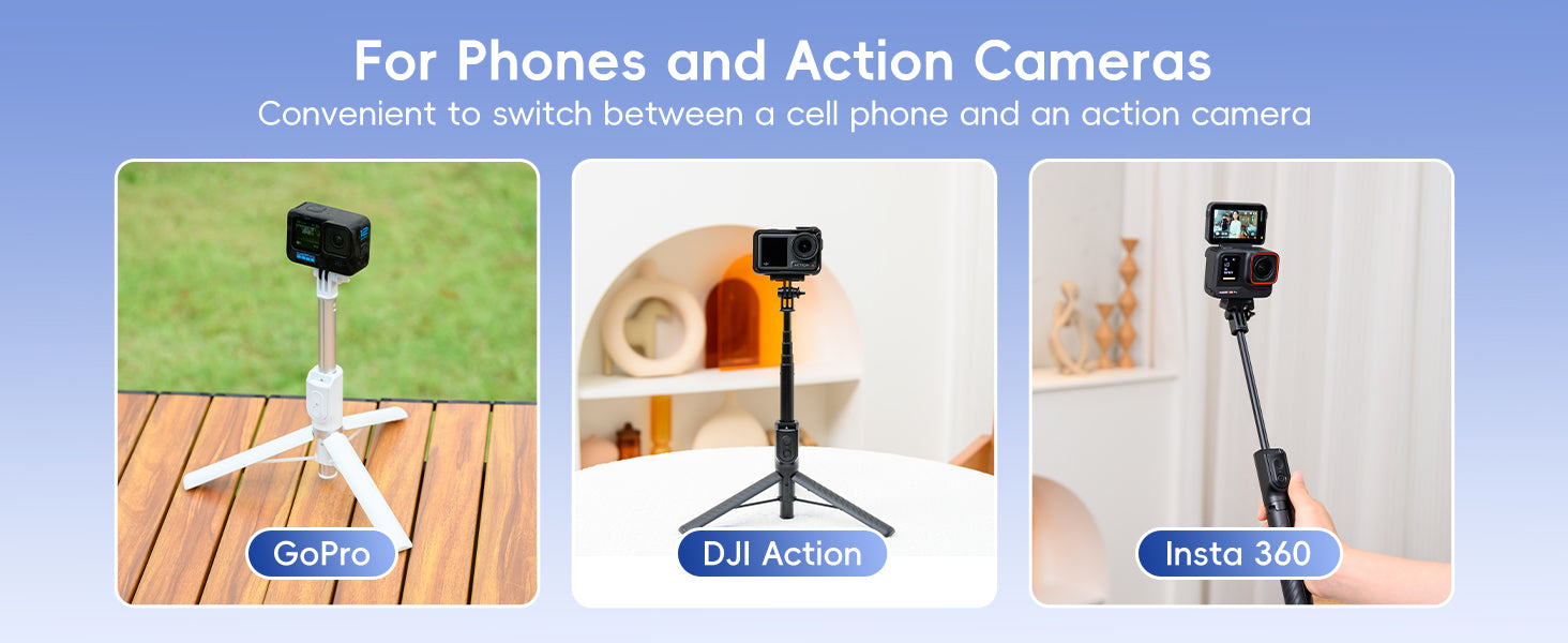 JJC Magnetic Selfie Stick Phone Tripod Stand with Remote for iPhone 15 14 13 (Magsafe Mount) & Android phone(Black)