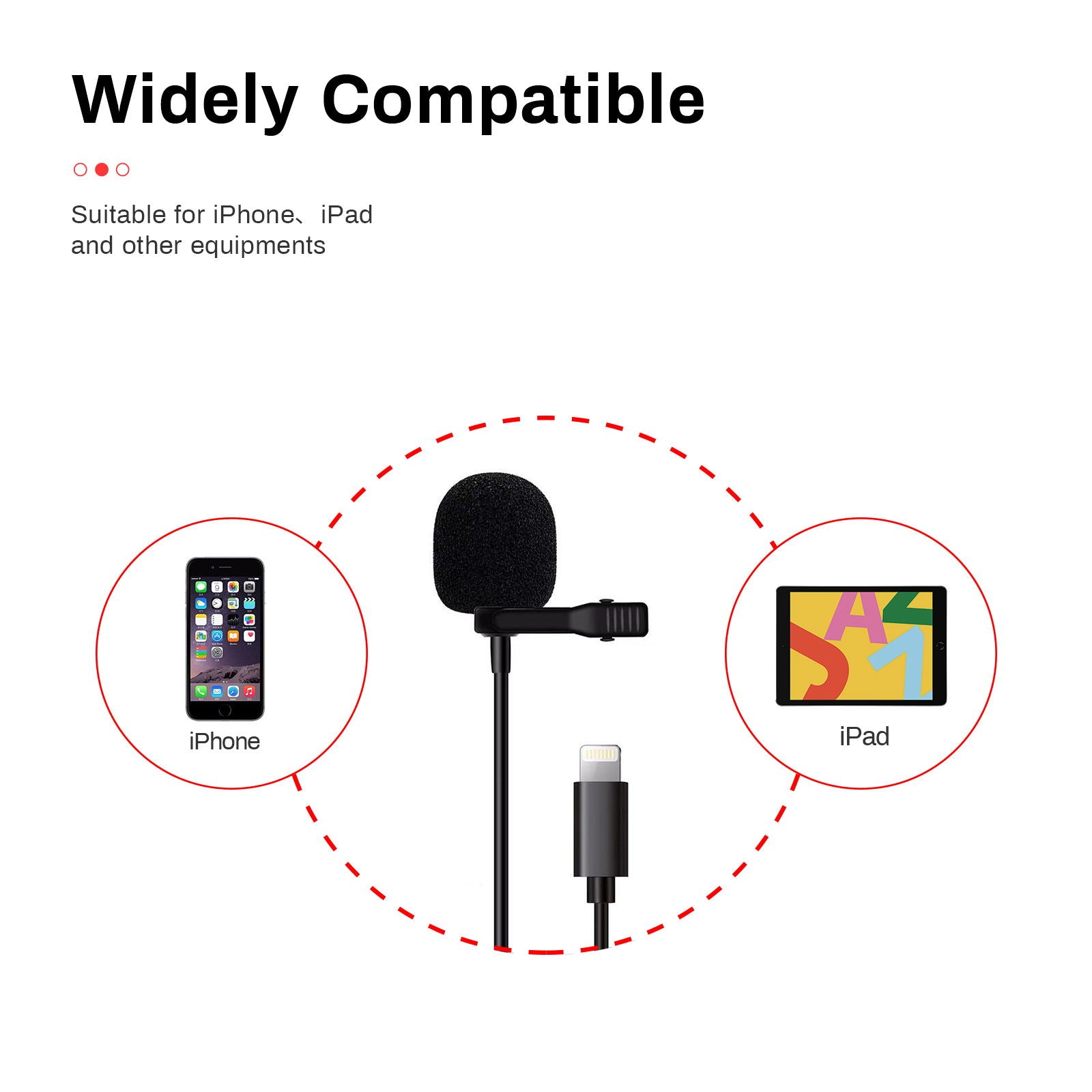 Litufoto Lavalier Microphone Apple Lightning Lapel Video Professional Clip-on Mic (three cable lengths)
