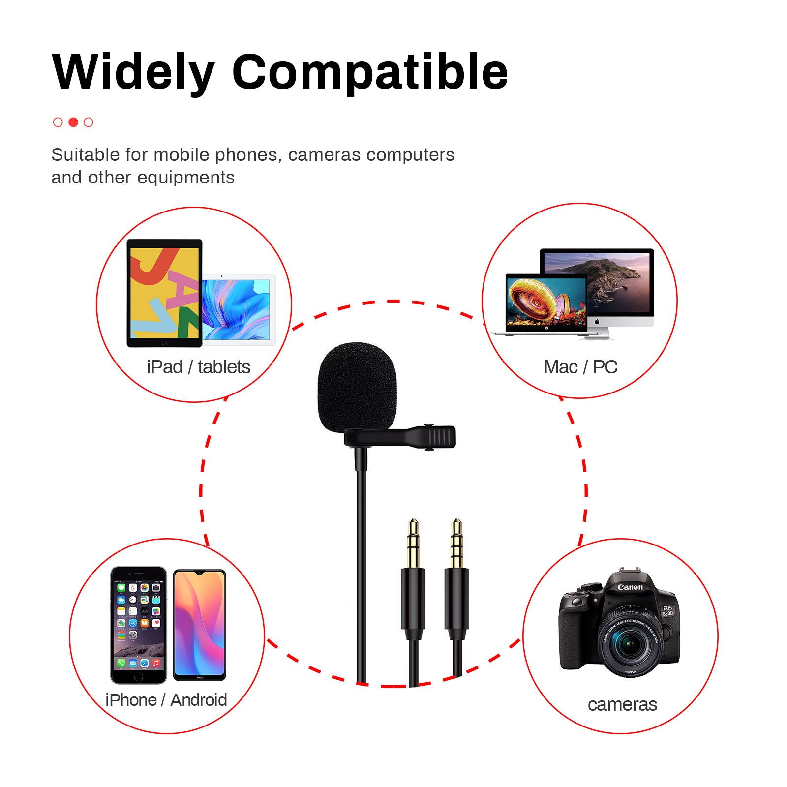 Litufoto Lavalier Microphone 3.5mm JACK PLUG Lapel Video Professional Clip-on Mic (two cable lengths)