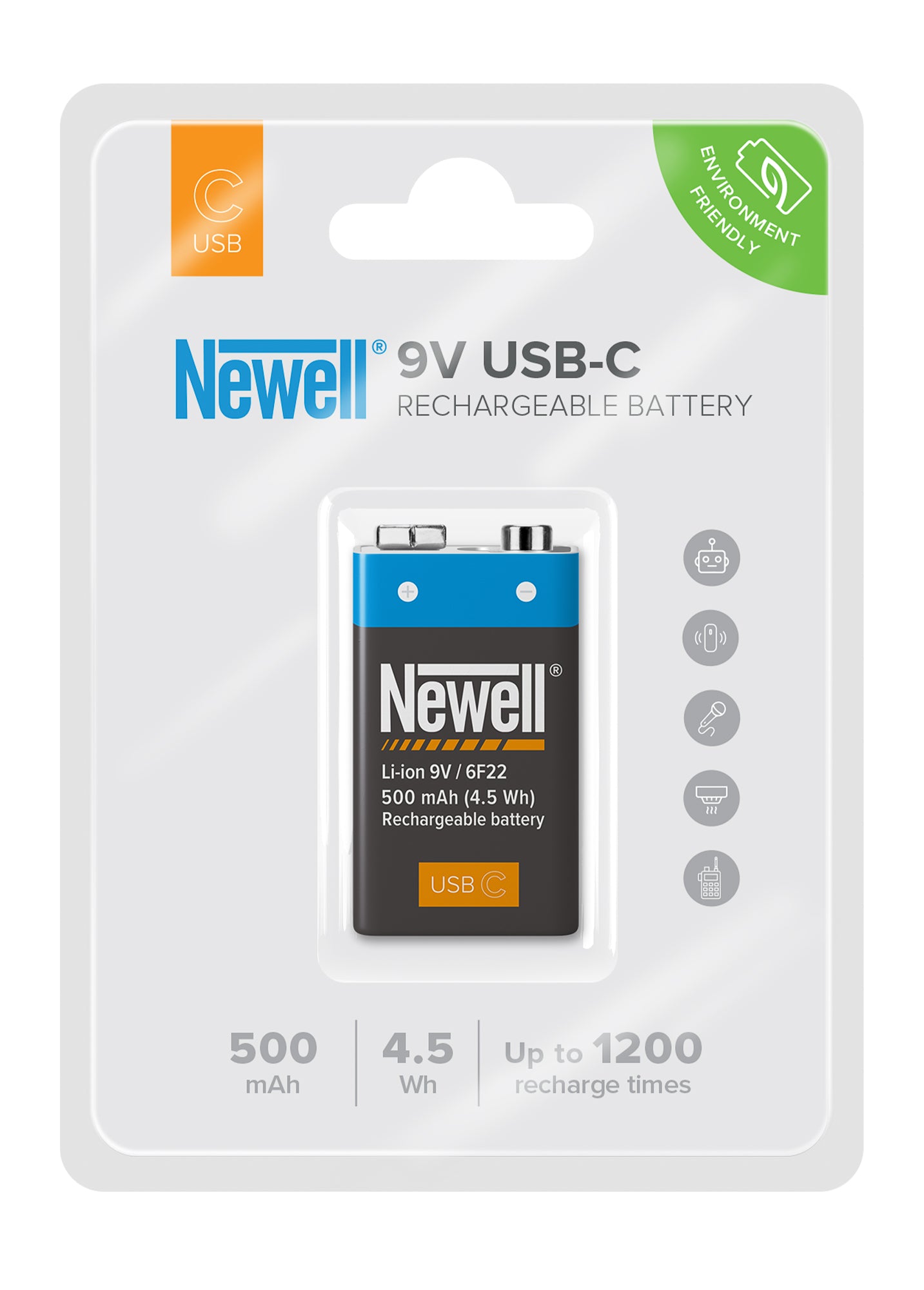 Newell 9V USB-C Onboard Litium Ion 500mAh Battery - DIRECT CHARGE USB-C / NO CHARGER RQD