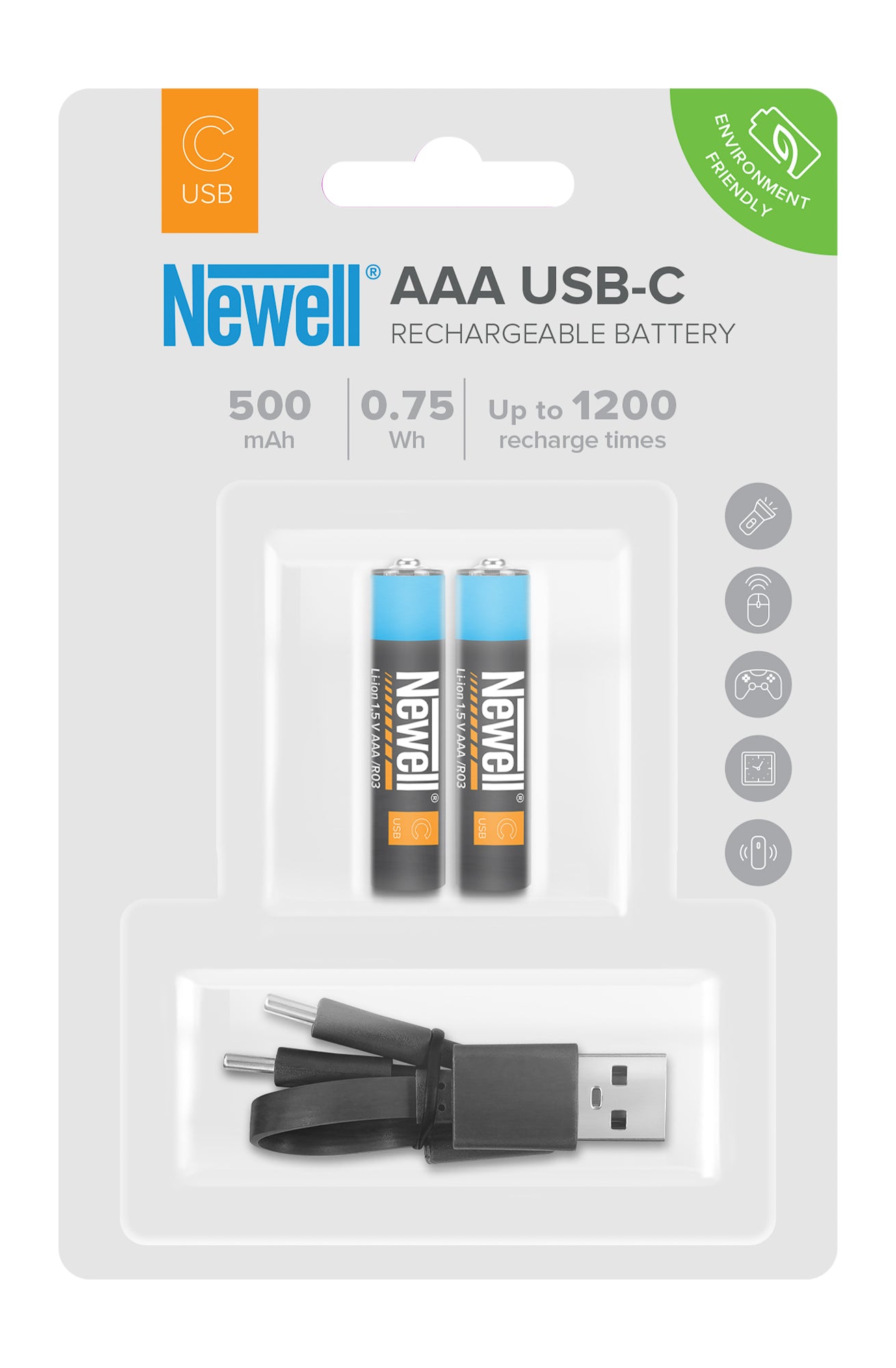 Newell AAA USB-C Onboard Litium Ion 500mAh Battery - DIRECT CHARGE USB-C / NO CHARGER RQD