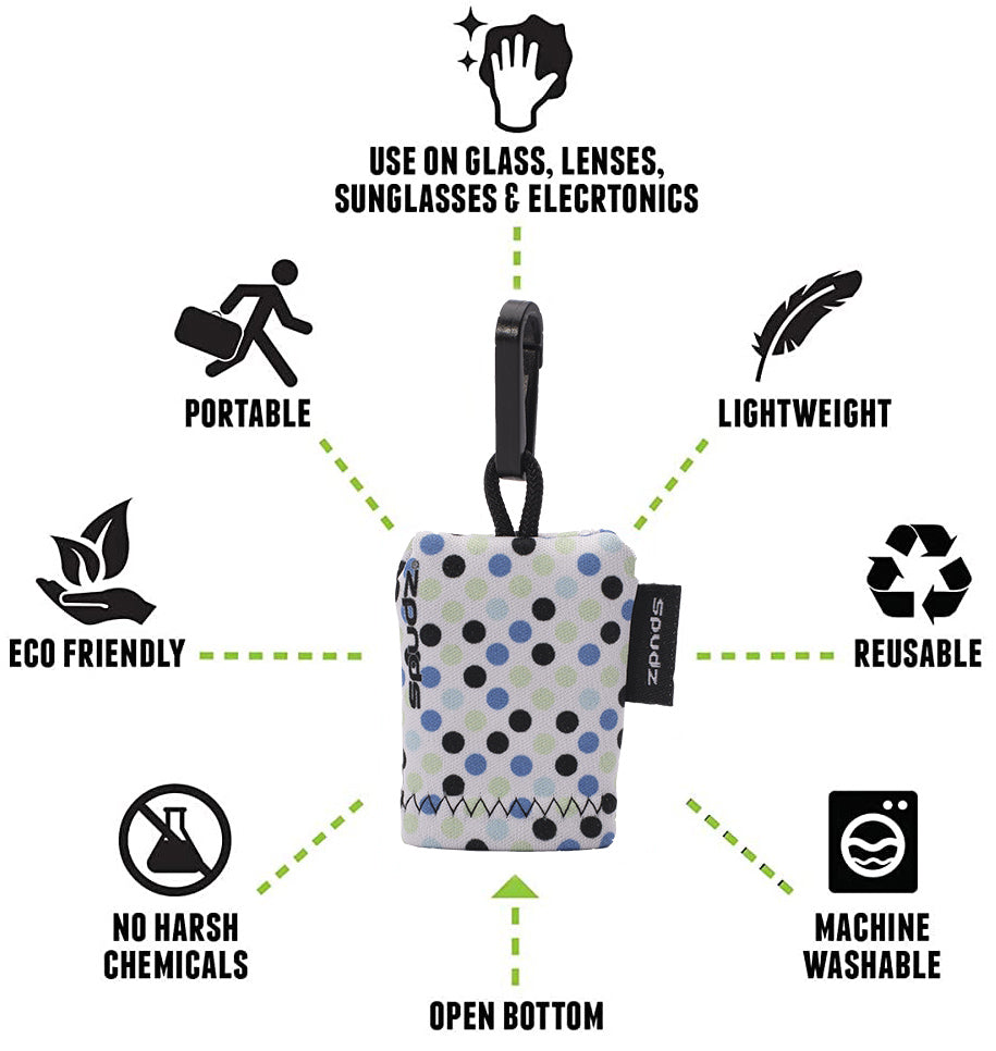 Spudz Microfibre Cloths 6x6" and 10x10" in various designs for cameras, glasses, screens, gadgets and more