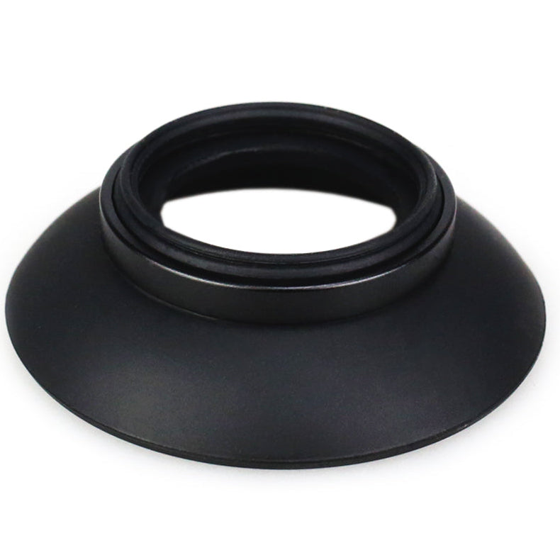 Black camera lens hood with JJC logo on a white background