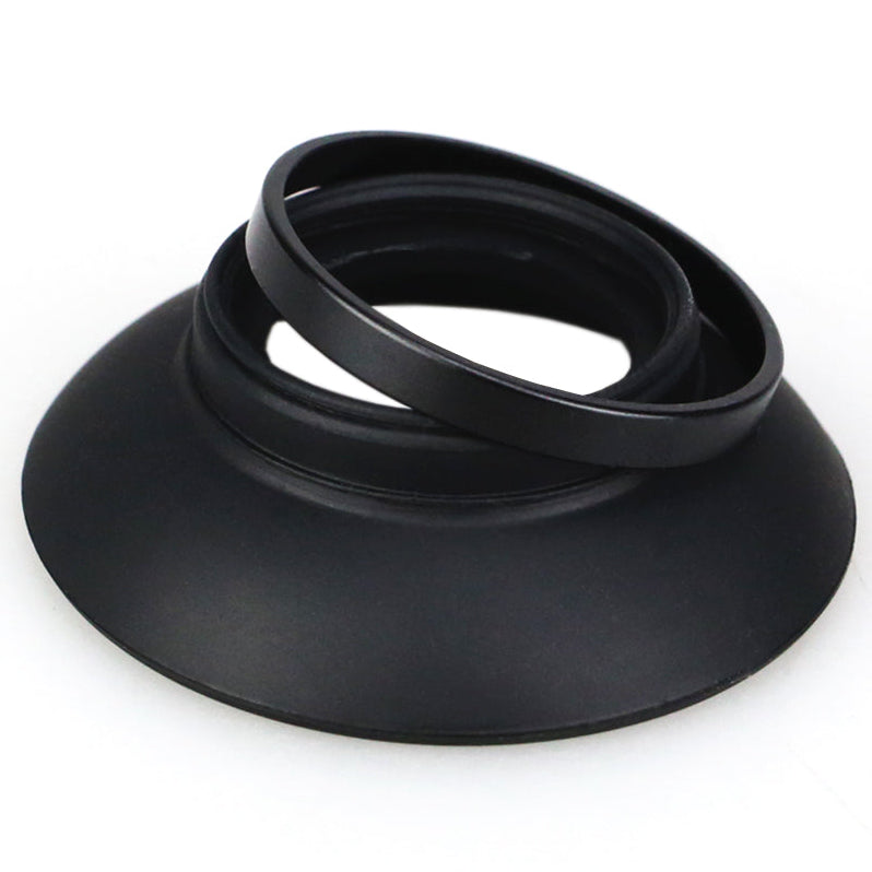 Black camera lens hood with JJC branding on a white background