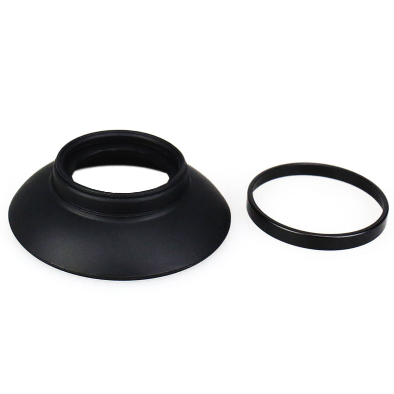 Two black camera lens hoods on a white background with JJC logo.