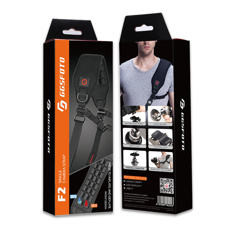GGS F2 AIRCELL DSLR Shoulder Camera Strap with AIR POCKETS and Quick Release and Lock