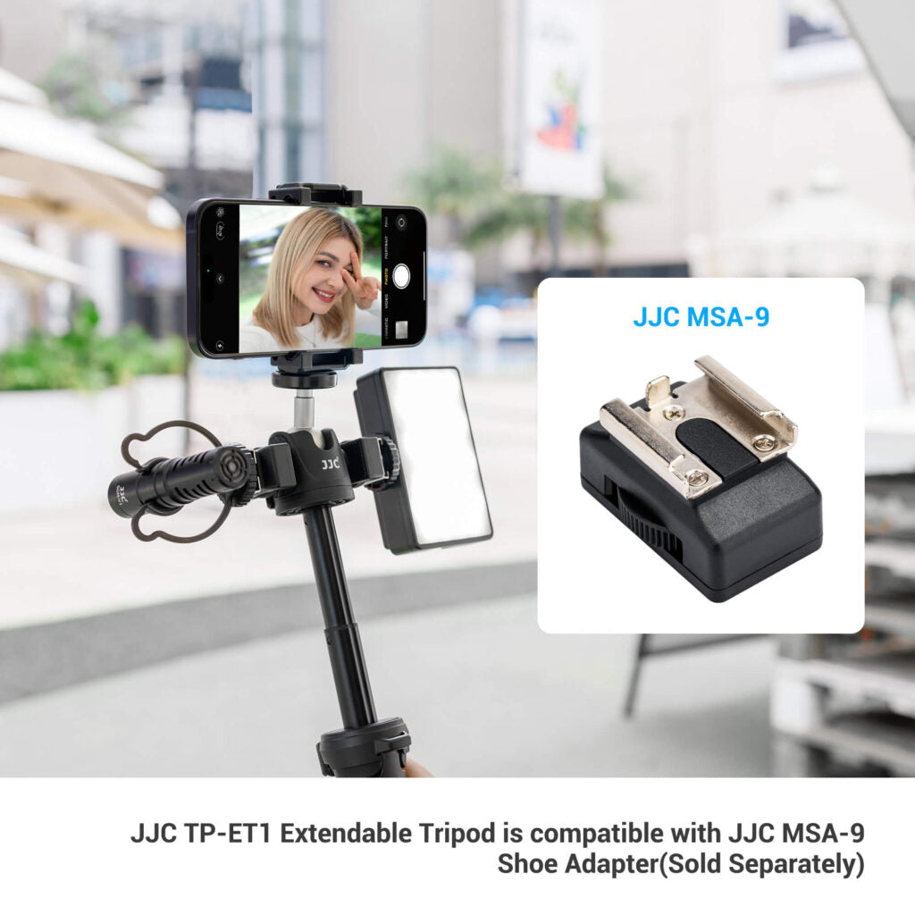 JJC TP-ET1 Extendable Tripod with 2x side 1/4 20" threads. Can be used as a selfie stick