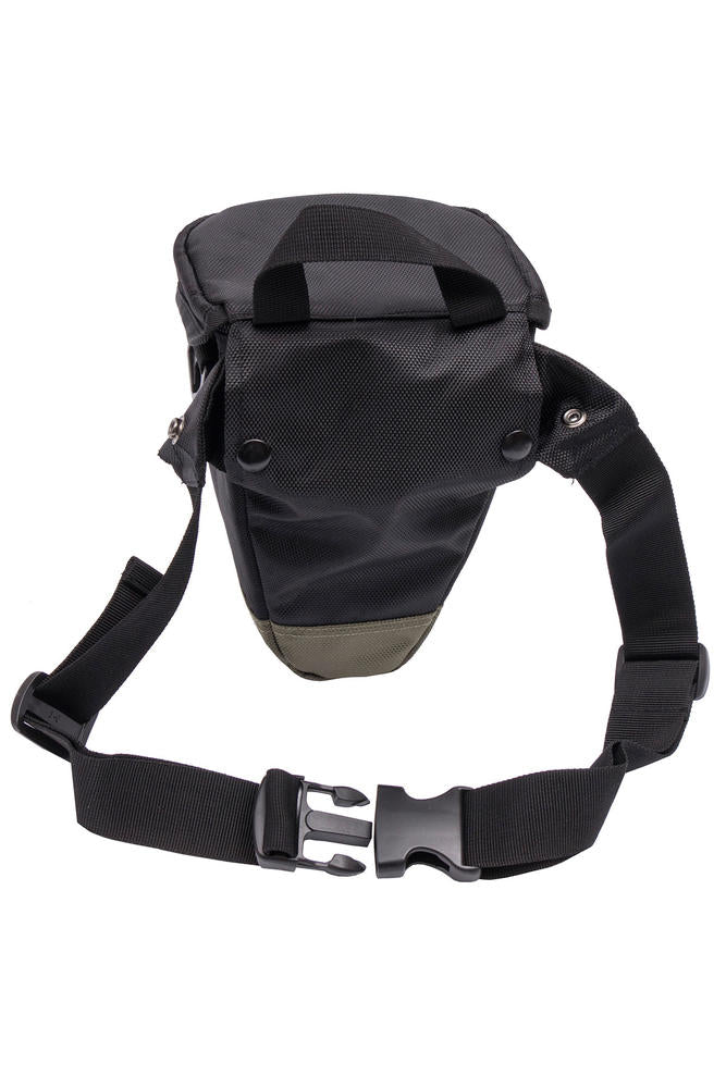 Holster Camera Bag with Waist and Shoulder Strap Black & Green ideal for DSLR Mirrorless with standard zoom
