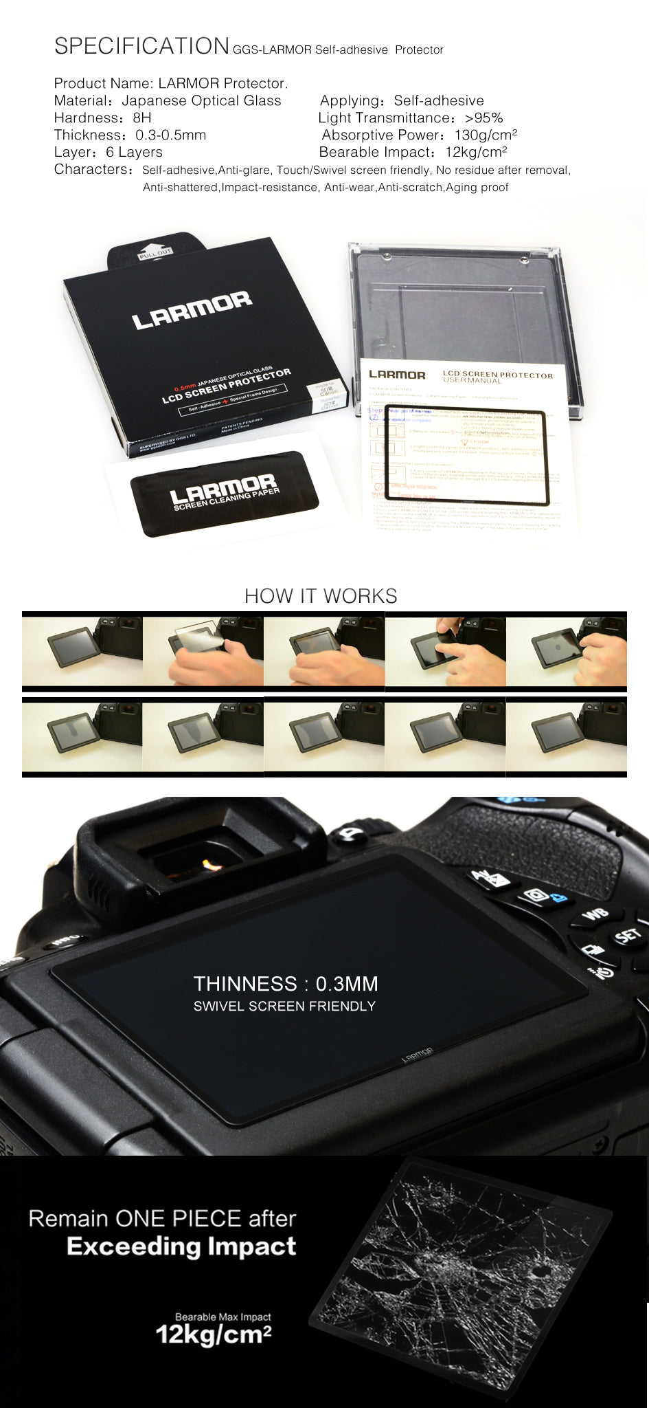 GGS Foto Larmor GEN4 Screen Protector for Sony RX100 / RX1 / RX10 SERIES / RX100 Vi / Vii / ZV1