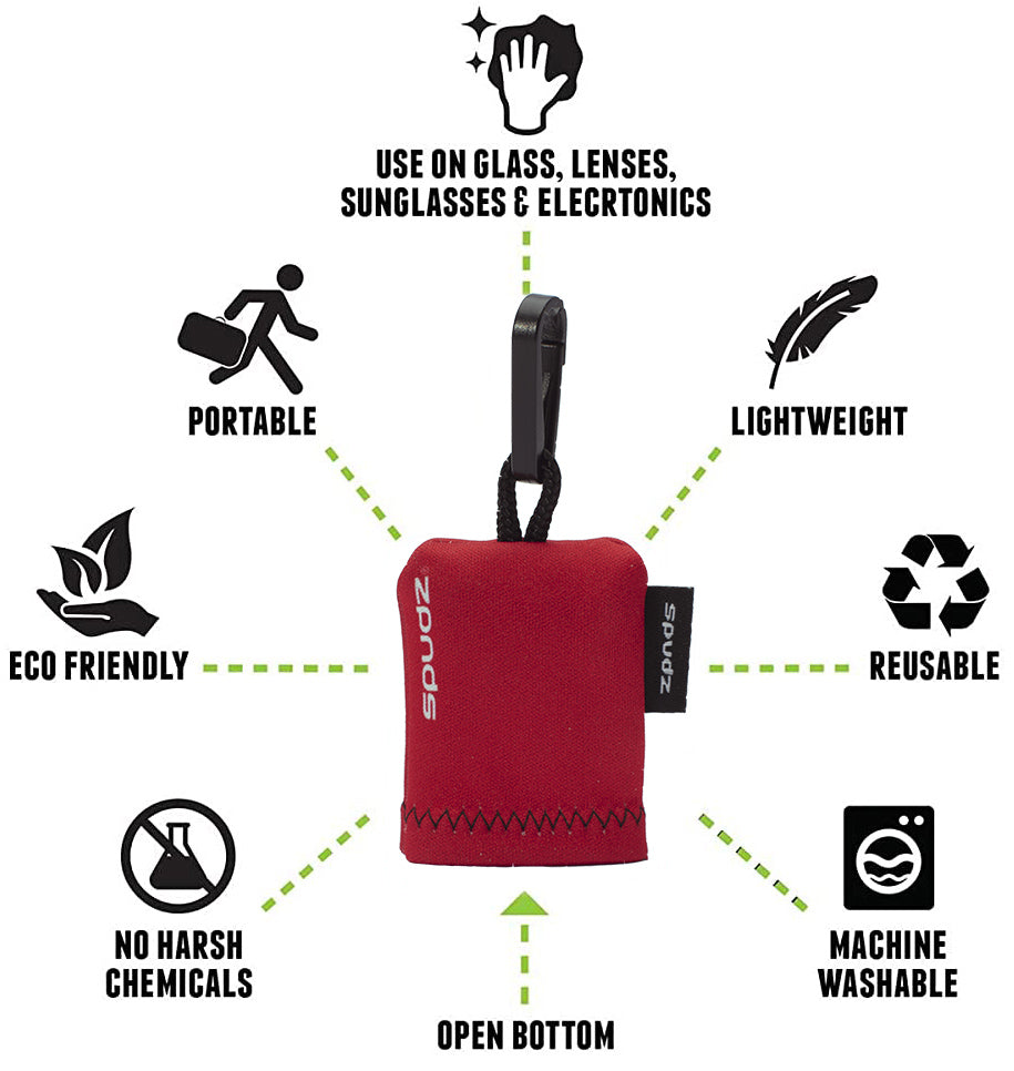 Spudz Microfibre Cloths 6x6" and 10x10" in various designs for cameras, glasses, screens, gadgets and more