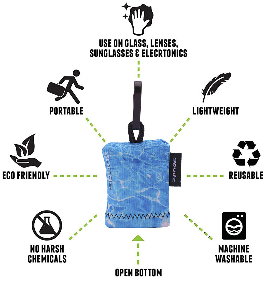 Spudz Microfibre Cloths 6x6" and 10x10" in various designs for cameras, glasses, screens, gadgets and more