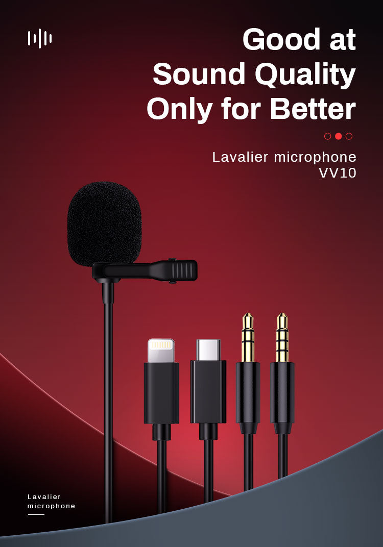 Litufoto Lavalier Microphone Apple Lightning Lapel Video Professional Clip-on Mic (three cable lengths)