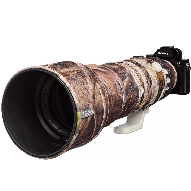easyCover Lens Oak for Sony FE 400-800mm F/6.3-8 G OSS Camouflage camera lens with Sony branding on a white background, featuring the easyCover logo.