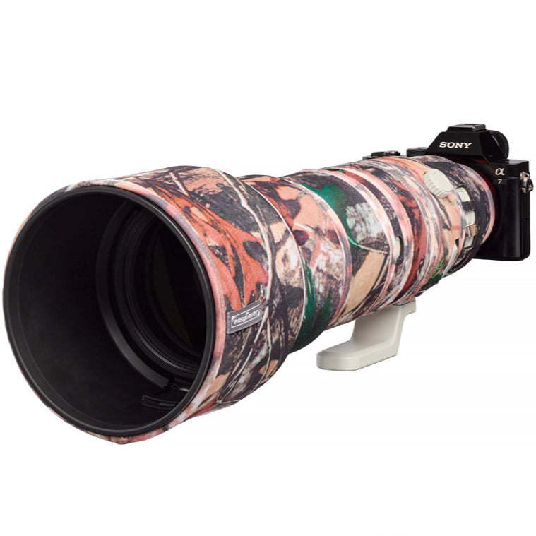 easyCover Lens Oak for Sony FE 400-800mm F/6.3-8 G OSS Camouflage camera lens with Sony branding on a white background, featuring the easyCover logo.