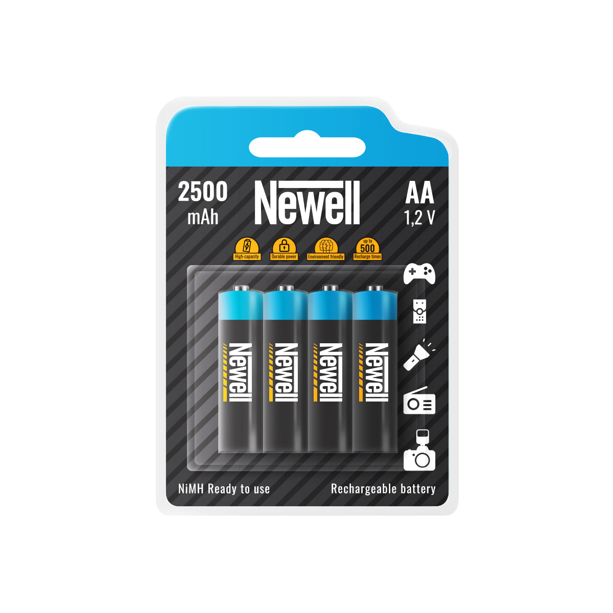Rechargeable Newell NiMH AA 2500 4 pack blister