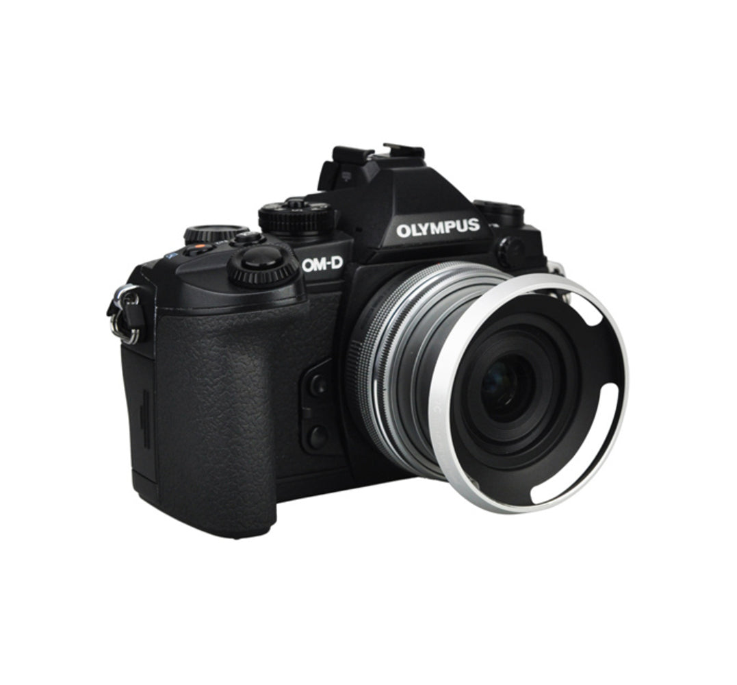 JJC Lens Hood for Panasonic Lumix G Vario 12-32mm f/3.5-5.6 ASPH / Olympus M.Zuiko Digital ED 14-42mm f/3.5-5.6 EZ SILVER / BLACK