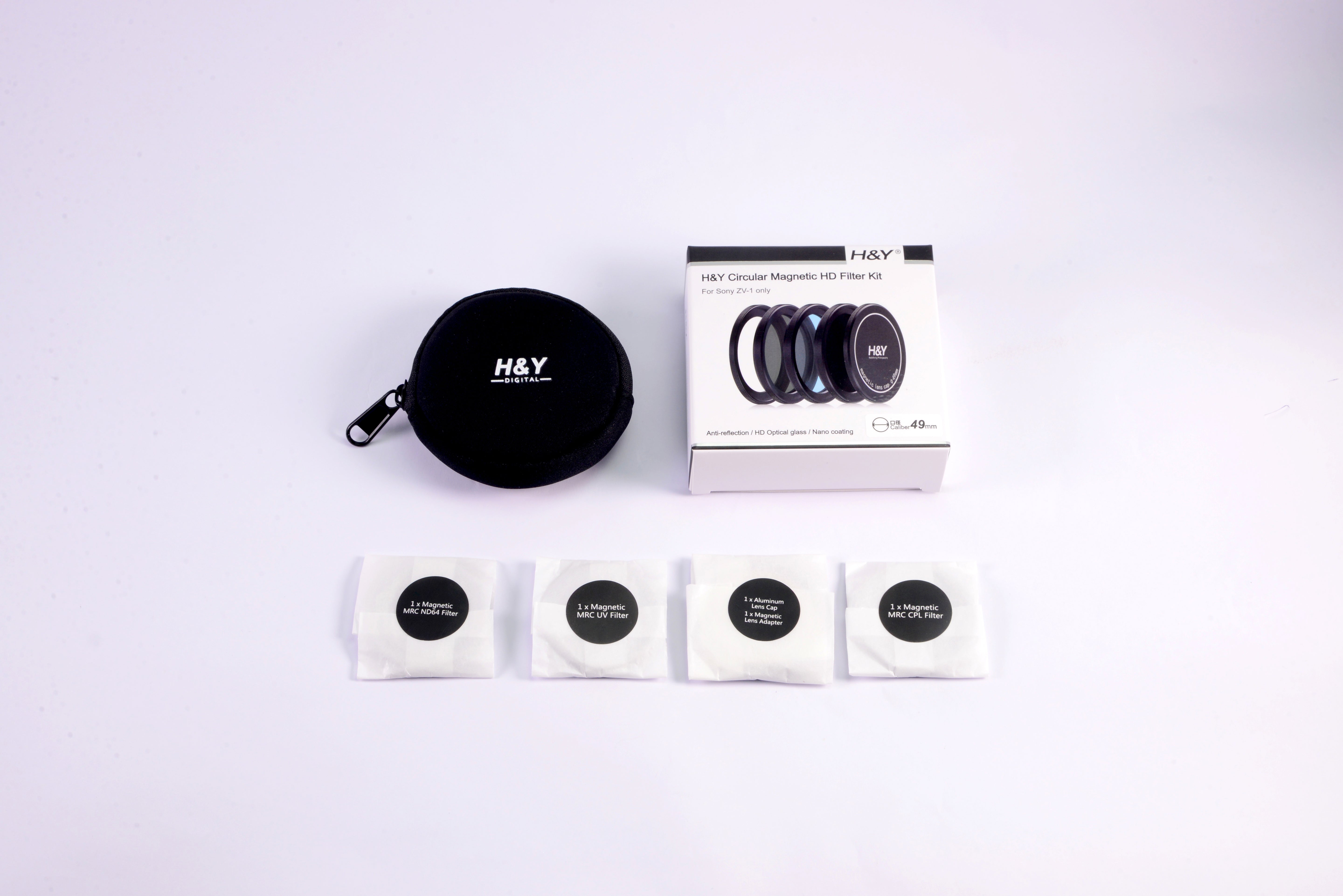 H&Y 49mm Filter Kit for Sony ZV-1  includes (ND64, CPL, UV), lens cap and filter pouch