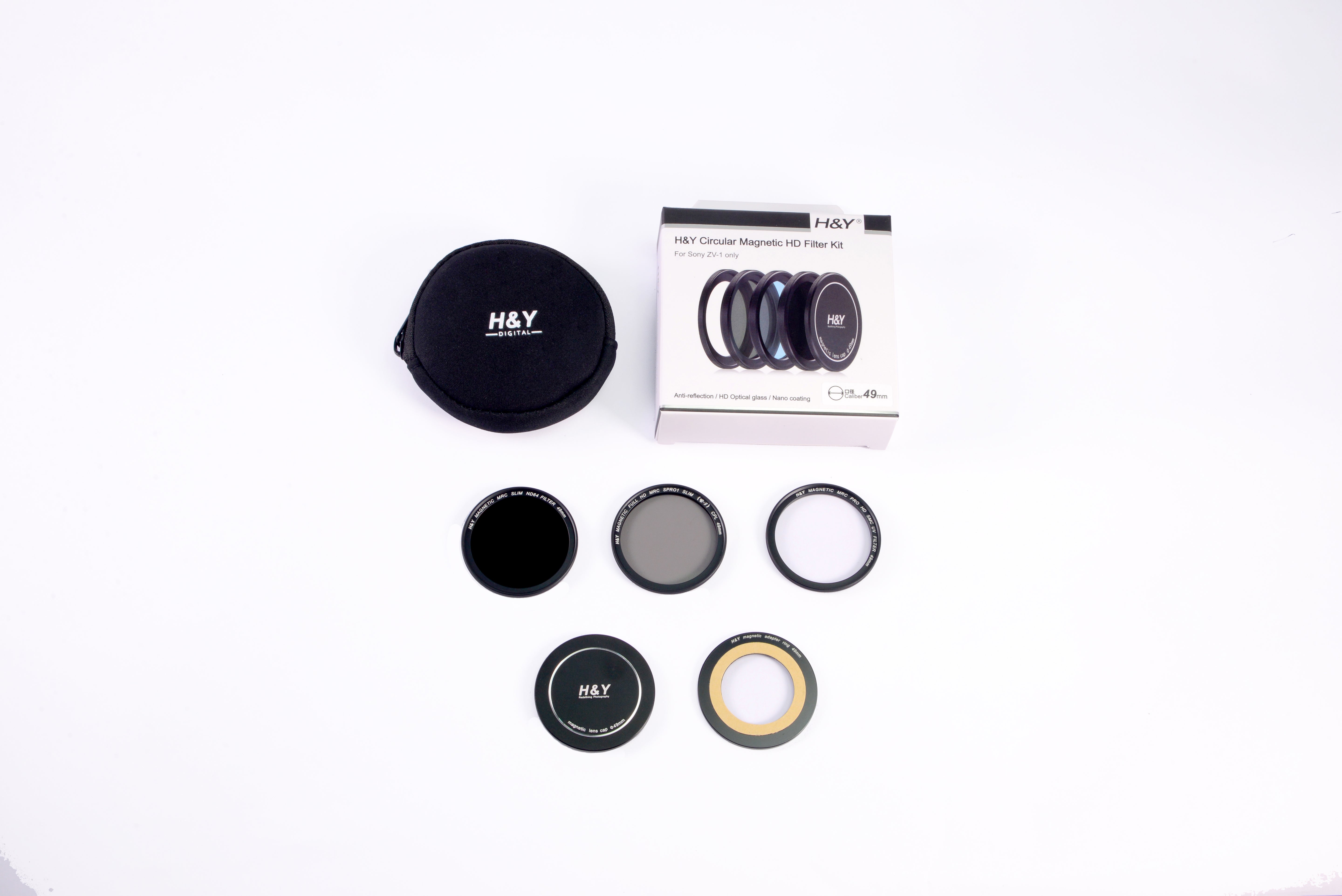 H&Y 49mm Filter Kit for Sony ZV-1  includes (ND64, CPL, UV), lens cap and filter pouch