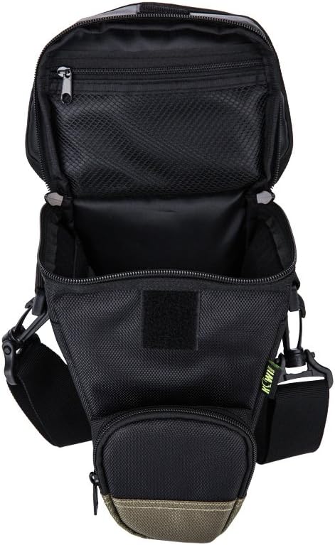 Holster Camera Bag with Waist and Shoulder Strap Black & Green ideal for DSLR Mirrorless with standard zoom