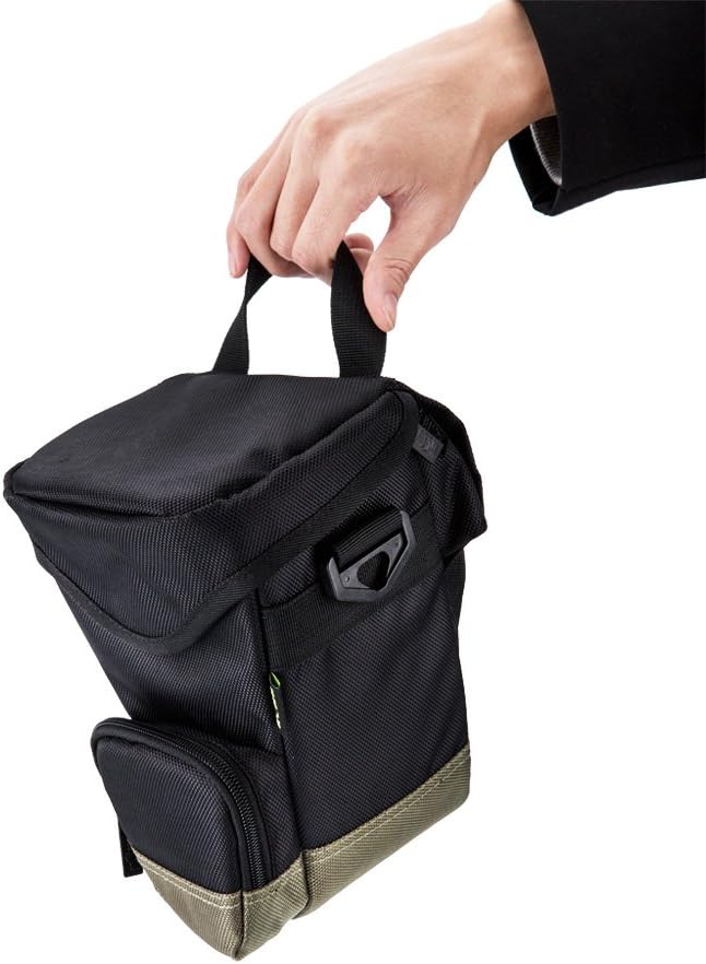 Holster Camera Bag with Waist and Shoulder Strap Black & Green ideal for DSLR Mirrorless with standard zoom