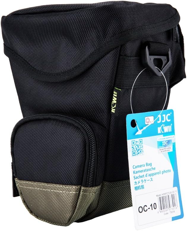 Holster Camera Bag with Waist and Shoulder Strap Black & Green ideal for DSLR Mirrorless with standard zoom
