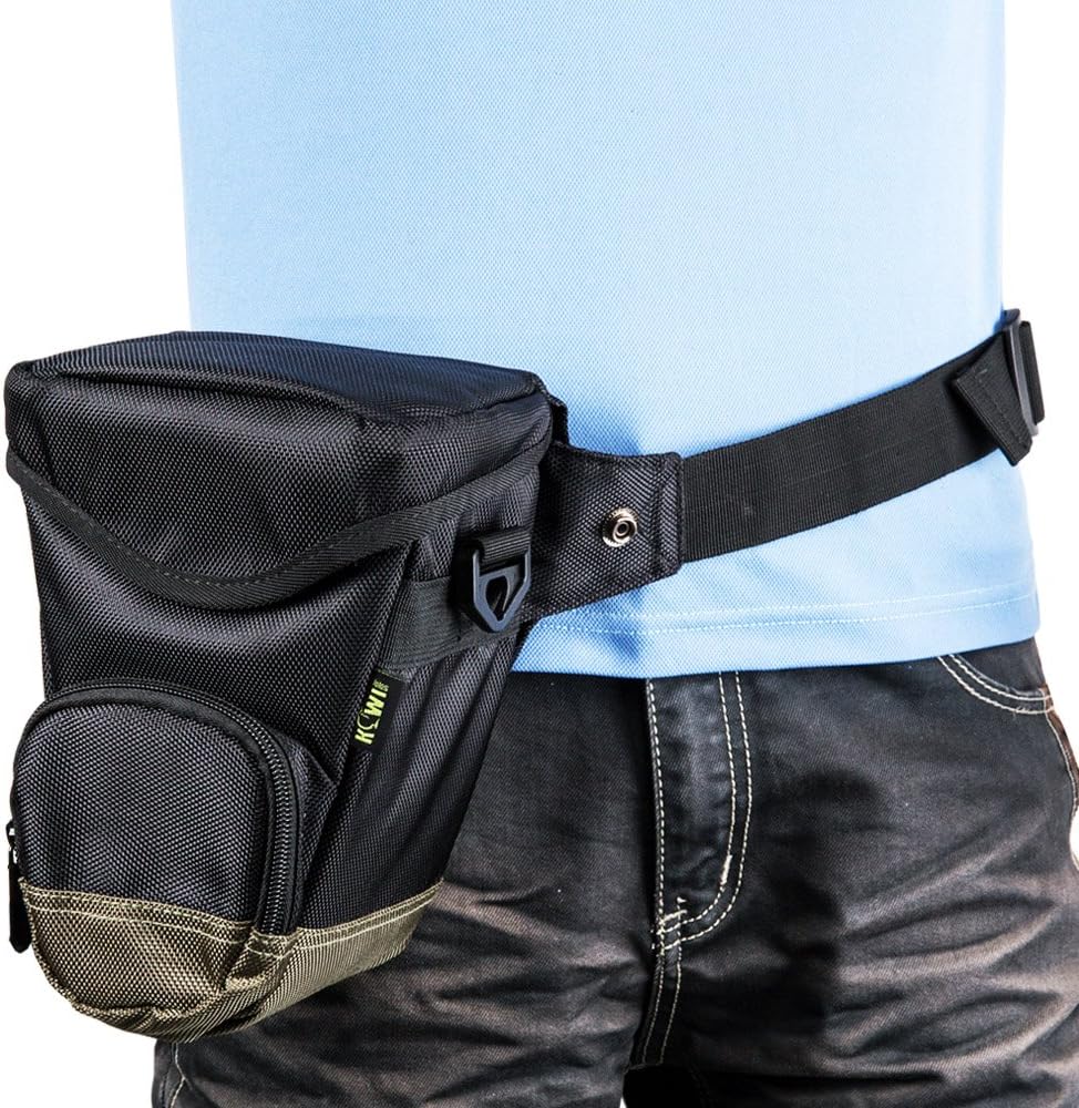 Holster Camera Bag with Waist and Shoulder Strap Black & Green ideal for DSLR Mirrorless with standard zoom