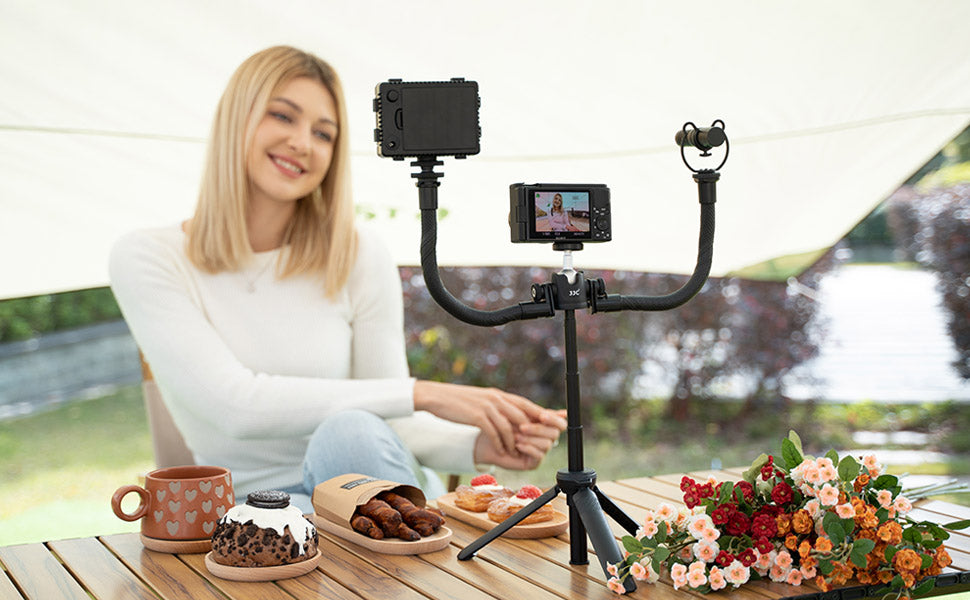 JJC TP-ET1 Extendable Tripod with 2x side 1/4 20" threads. Can be used as a selfie stick