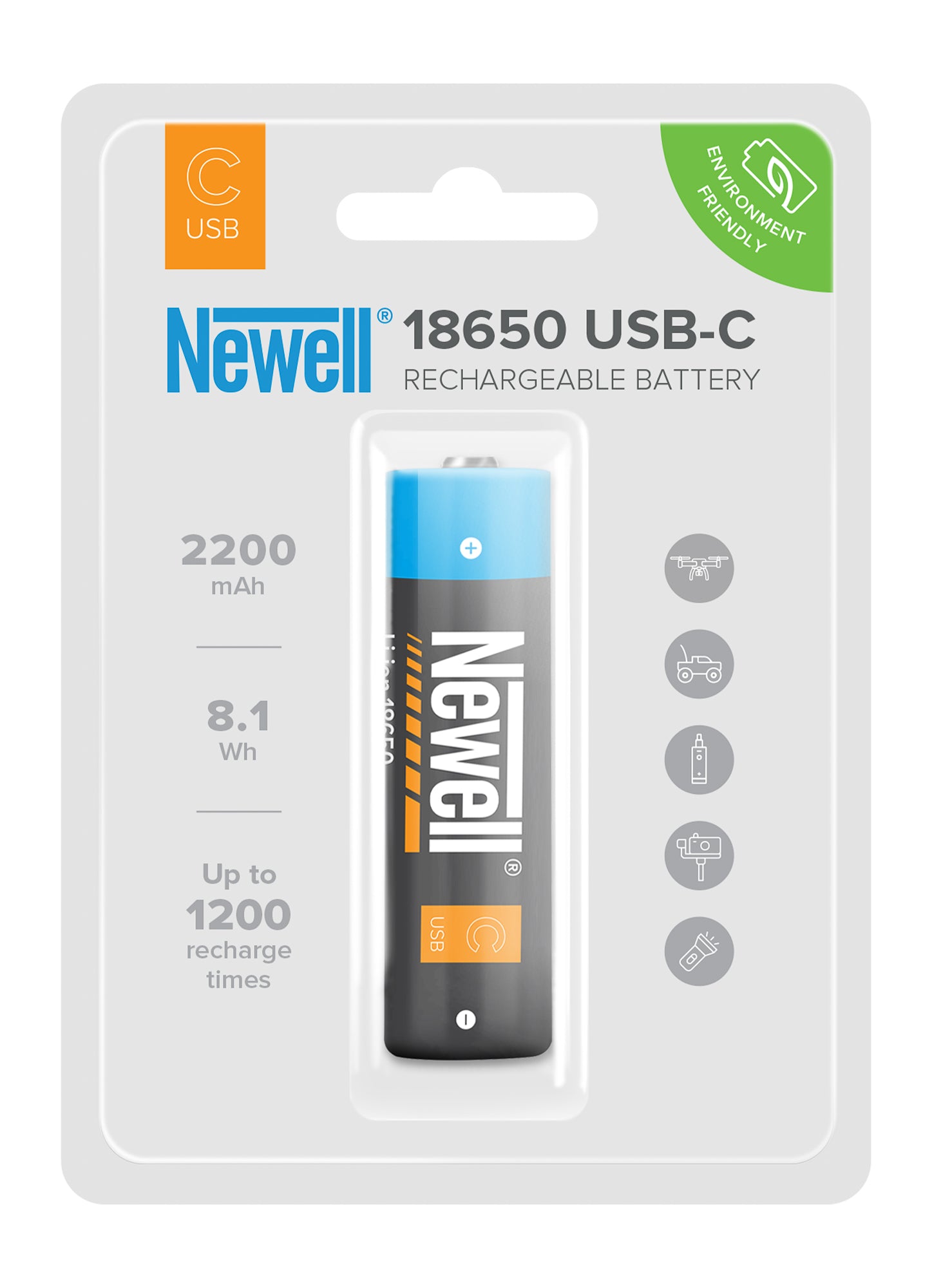 Newell 18650 USB-C Onboard Litium Ion 2200mAh Battery - DIRECT CHARGE USB-C / NO CHARGER RQD