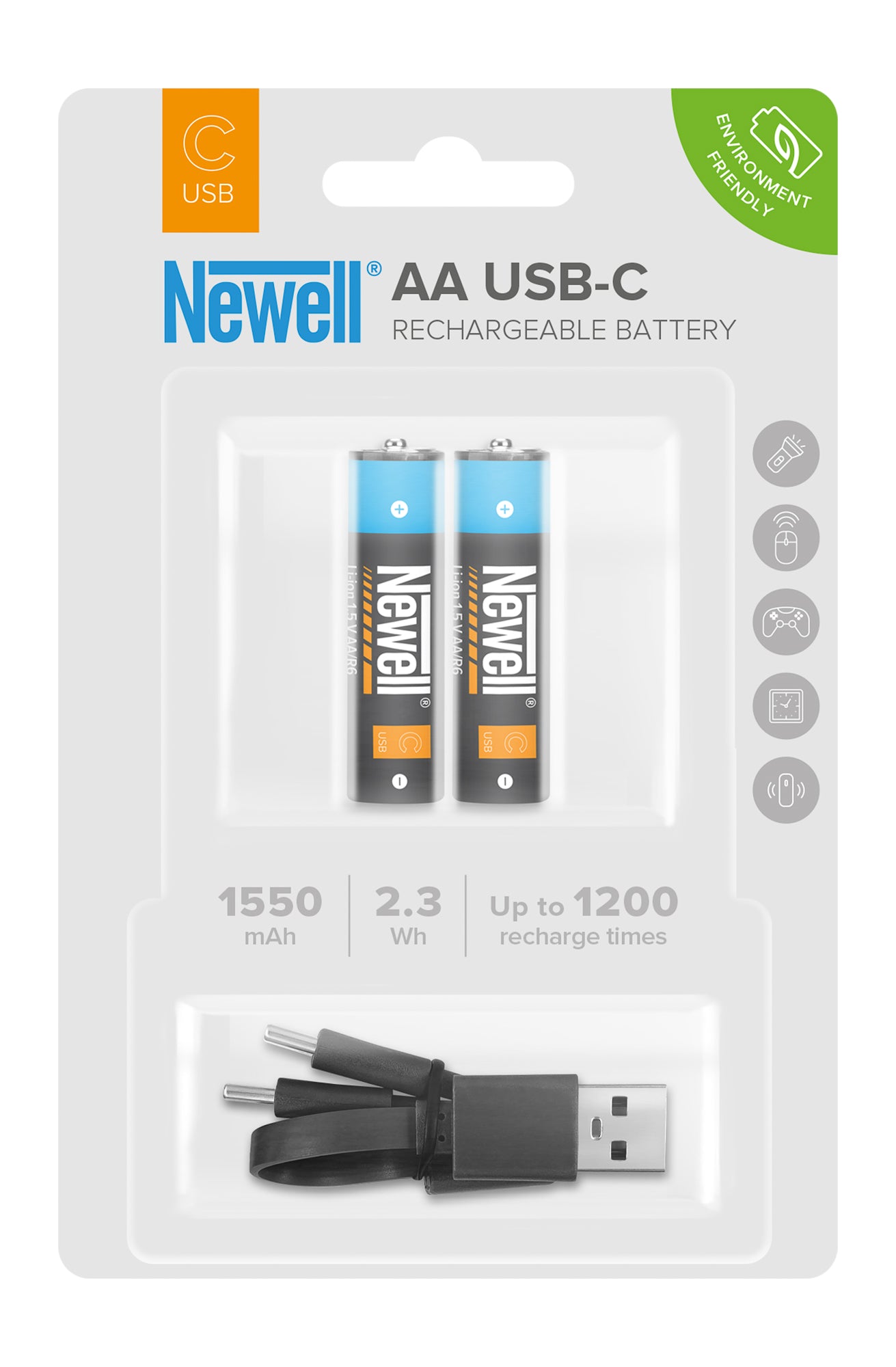Newell AA USB-C Onboard Lithium Ion 1550mAh Battery - DIRECT CHARGE USB-C / NO CHARGER RQD