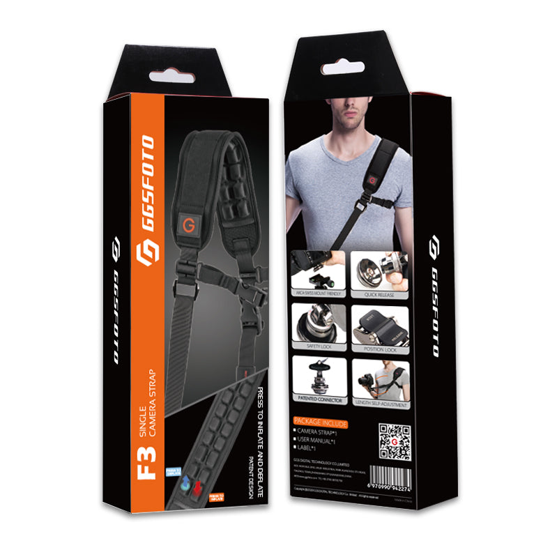 GGS F3 Aircell Mirrorless Shoulder Camera Strap with AIR POCKETS and Quick Release and Lock