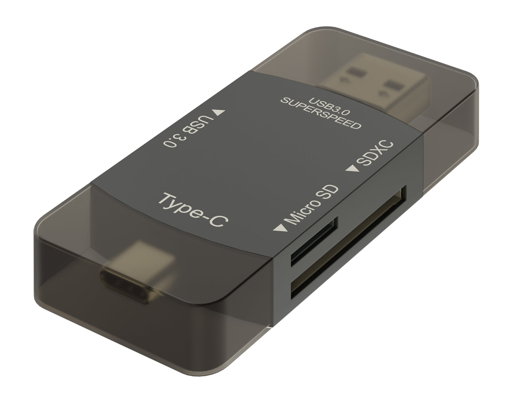 Newell USB "On The Go" Hub 3in1 - USB-C / USB-A Hub and USB-A pass-through MicroSD and SD cardreaders for phones/tablets or laptop - Graphite Colour