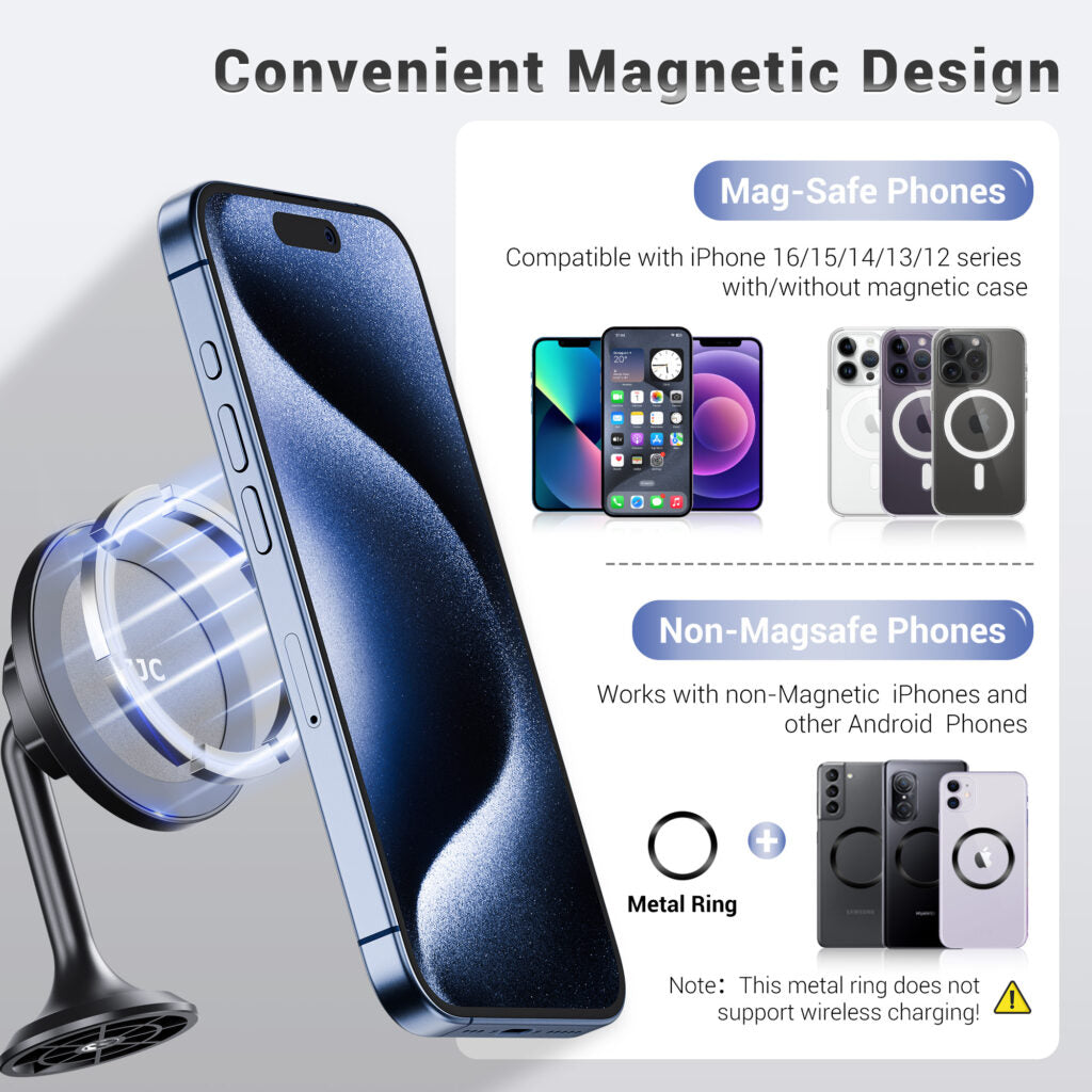 Magnetic Phone Tripod Mount Adapter with Arca Swiss Quick Release Design, Tripod Mount Adapter with 1/4″-20 Hole for iPhone 15 14 13 12 Pro Max Plus & Mag-Safe Case , Selfie