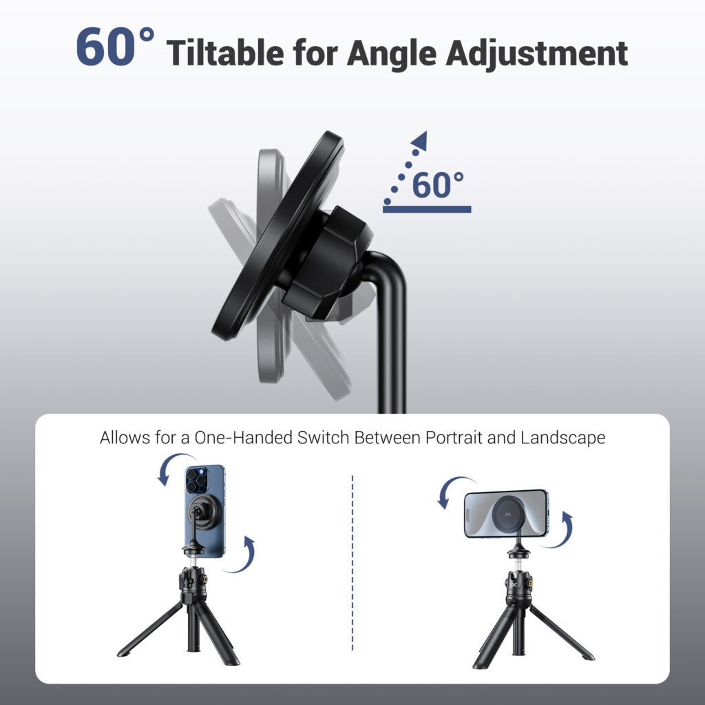 JJC Magnetic Phone Tripod Mount Adapter with Arca Swiss Quick Release Design, Tripod Mount Adapter with 1/4″-20 Hole for iPhone 15 14 13 12 Pro Max Plus & Mag-Safe Case , Selfie