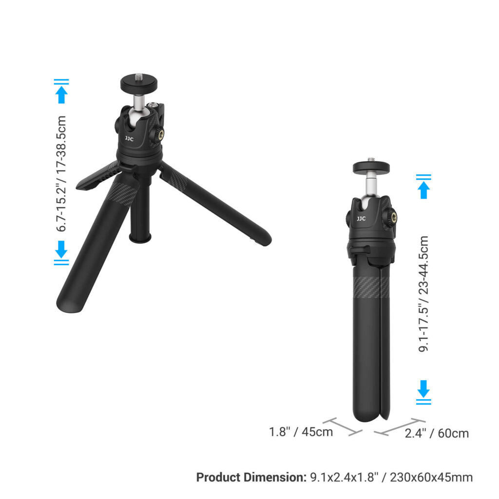 JJC TP-ET1 Extendable Tripod with 2x side 1/4 20" threads. Can be used as a selfie stick