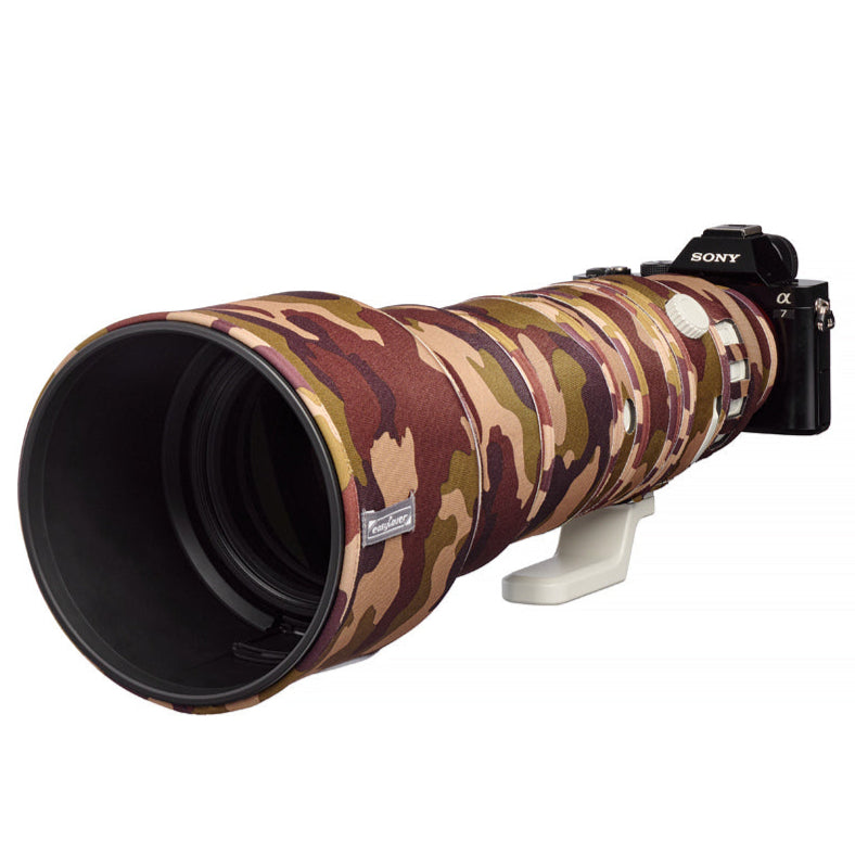 easyCover Lens Oak for Sony FE 400-800mm F/6.3-8 G OSS Camouflage camera lens with Sony branding on a white background, featuring the easyCover logo.